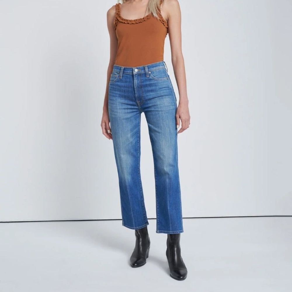 NWT 7 for All Mankind - HIGH WAIST CROPPED STRAIGHT IN GARDEN PARTY size 28